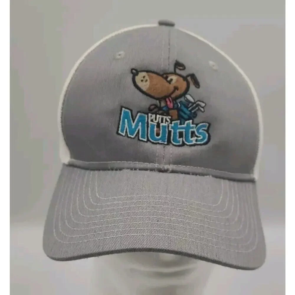 Putts For Mutts Gray White Trucker Hat Embroidered Port Authority Golf Dog‎